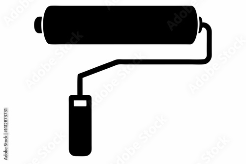 Paint Roller Silhouette Vector Illustration Black and White