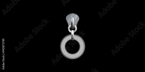 Realistic Silver Zip Puller Vector Illustration.	