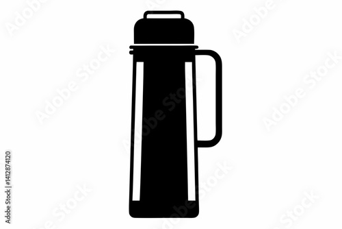 Thermos Flask Silhouette Vector Illustration Black and White