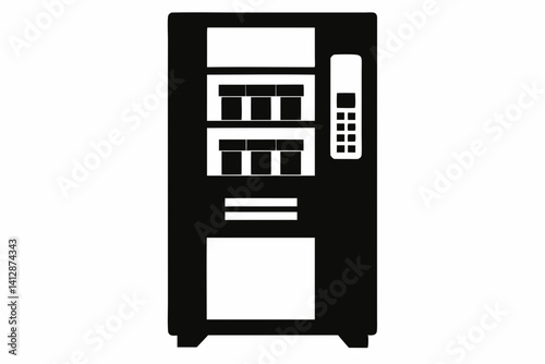 Vending Machine Silhouette Vector Illustration Black and White