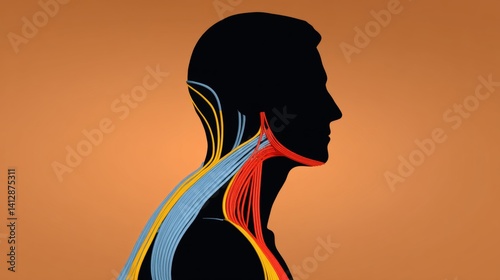 Human anatomy silhouette profile graphic for medical education or design