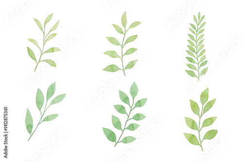 Watercolor floral illustration set - green leaf branches collection, for wedding, greetings, stationary,  fashion, wallpapers, background.
