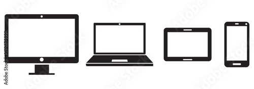 Device Icons: smartphone, watch, tablet, and desktop computer