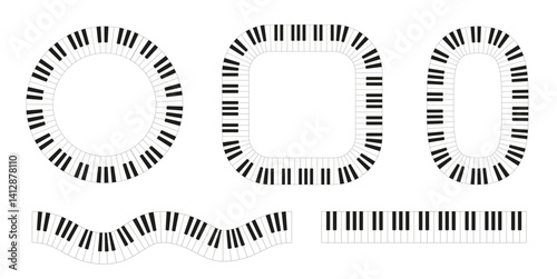 Decorative piano key borders and shapes for music-themed designs and projects