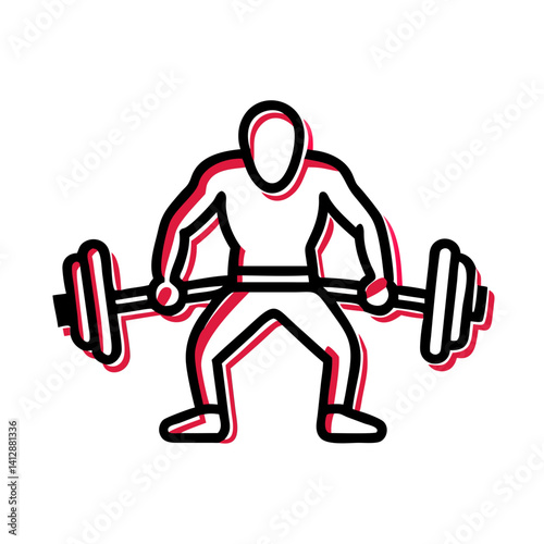 Fitness Icon Lifting Weights in Minimalist Style  