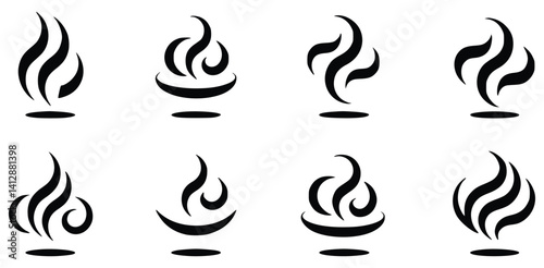 Set Of Simple Black And White Aromatherapy Diffuser Icons And Logo Elements