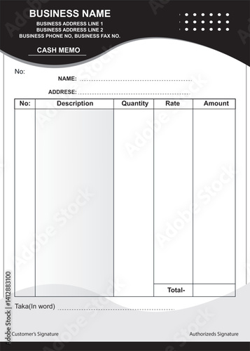 Invoice cash memo delivery note template design vector file
