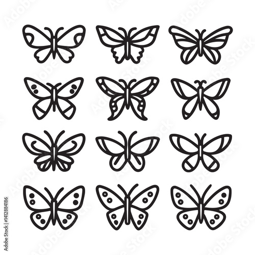Wallpaper Mural Collection of different Butterfly icon set vector art Torontodigital.ca