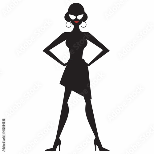 Shopping girl vector Silhouette on white background