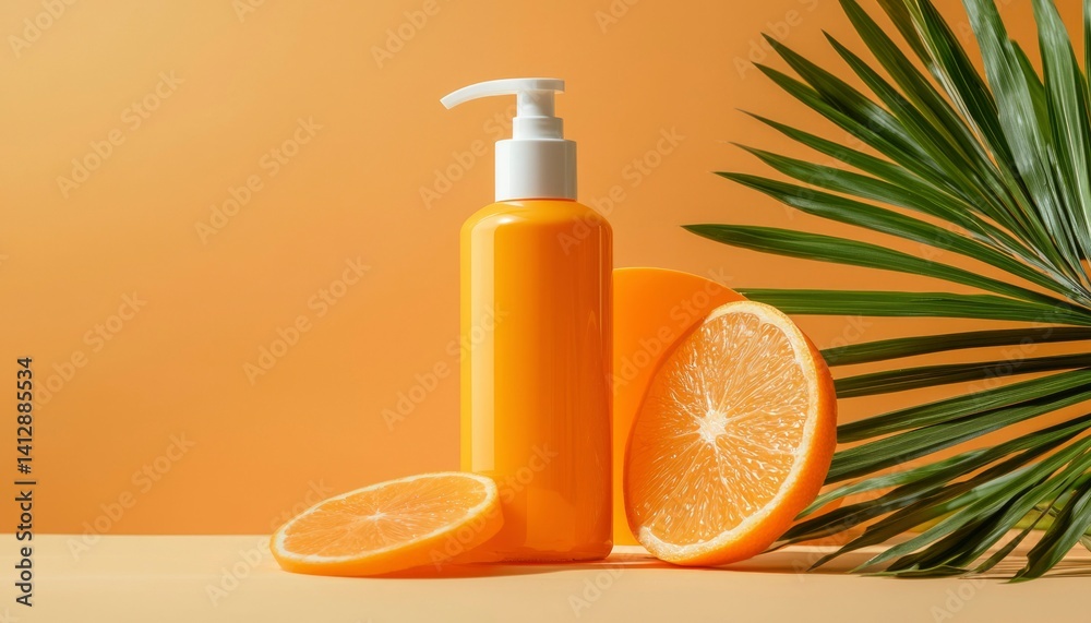 Orange skincare product presentation Orange skincare product presentation