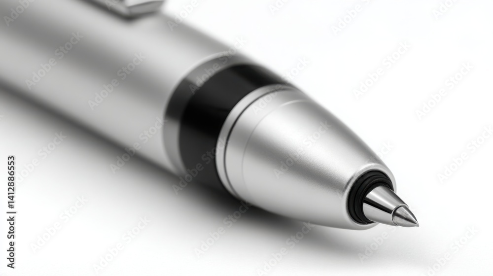 Simple pen positioned on a white background illustrating the essence of creativity and writing in a minimalist style Simple pen positioned on a white background illustrating the essence of creativity and writing in a minimalist style