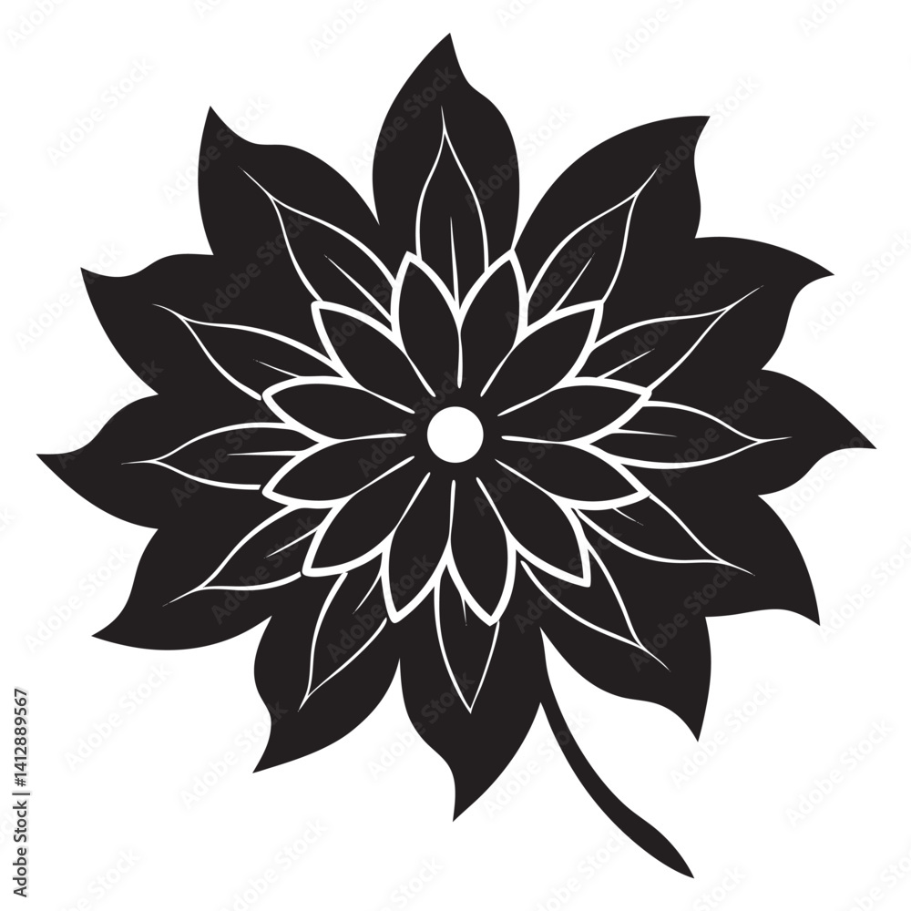 Fototapeta premium Flower with Blooms Vector Illustration 