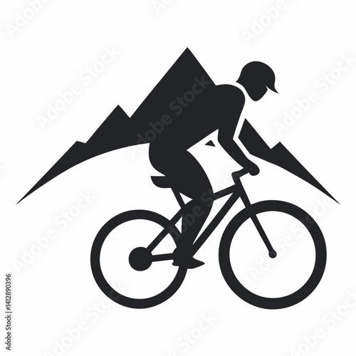 Mountain Biker Silhouette Retro Art