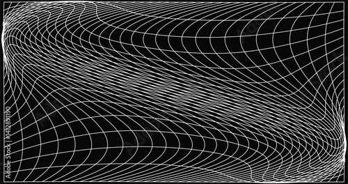 Background with brutalism style in the form of curved lines like a net and perspective images, will be suitable for designs with a strong style photo