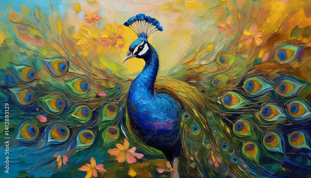 Fototapeta premium Ölgemälde Pfau