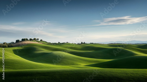 Obraz na płótnie Rolling Green Hills Under Sunny Sky w salonie