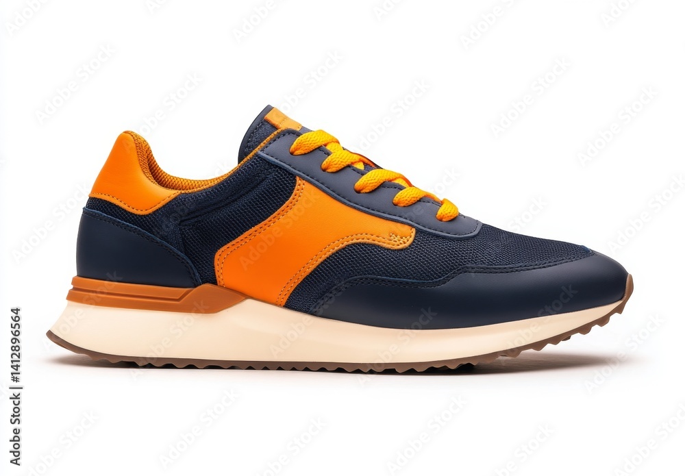 Stylish navy blue and orange athletic shoe Stylish navy blue and orange athletic shoe