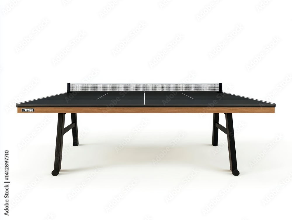 Modern Black and Wood Ping Pong Table on White Background Modern Black and Wood Ping Pong Table on White Background