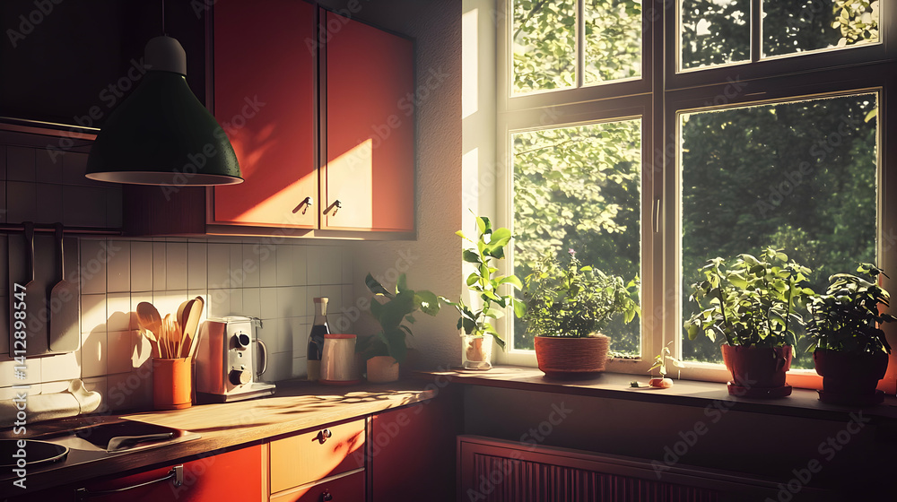 Sunlit Retro Kitchen Interior Design