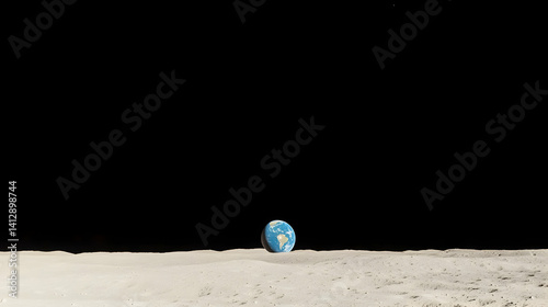 Obraz na płótnie Earth On Lunar Surface w salonie