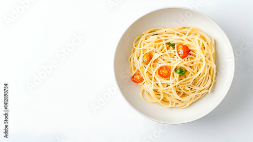 Obraz na płótnie Creamy Spaghetti With Cherry Tomatoes And Parsley w salonie