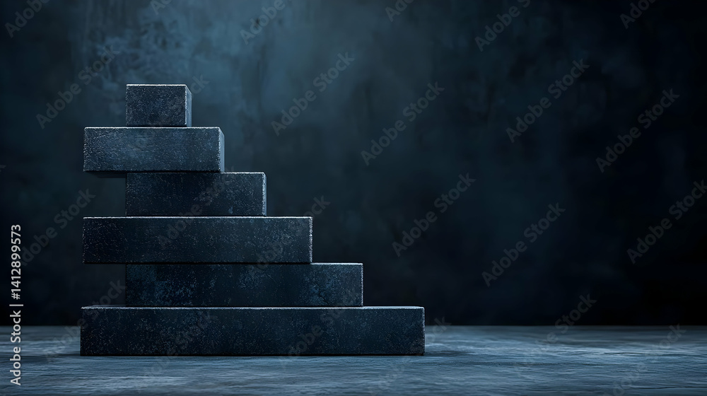 Dark Geometric Steps Abstract Design