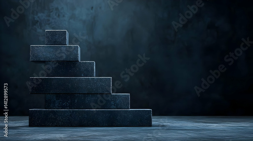 Obraz na płótnie Dark Geometric Steps Abstract Design w salonie