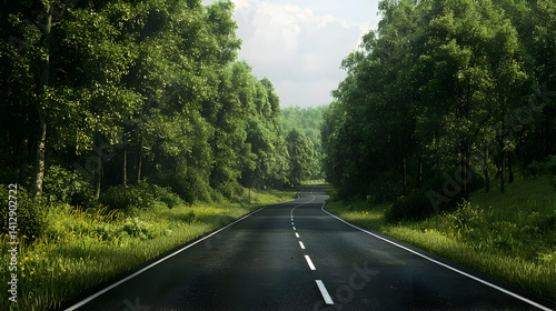 Obraz na płótnie Forest Road In Daylight w salonie