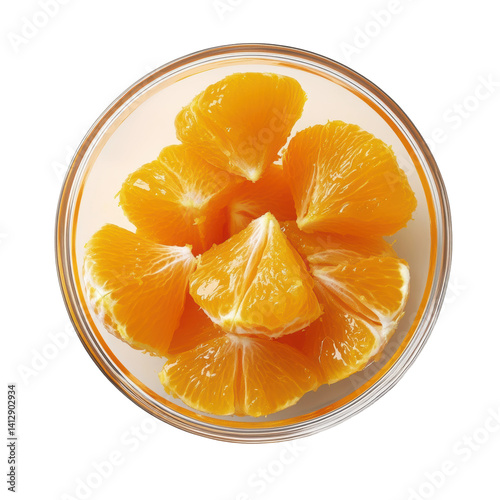 Sliced Oranges in Glass Bowl – On Transparent Background photo