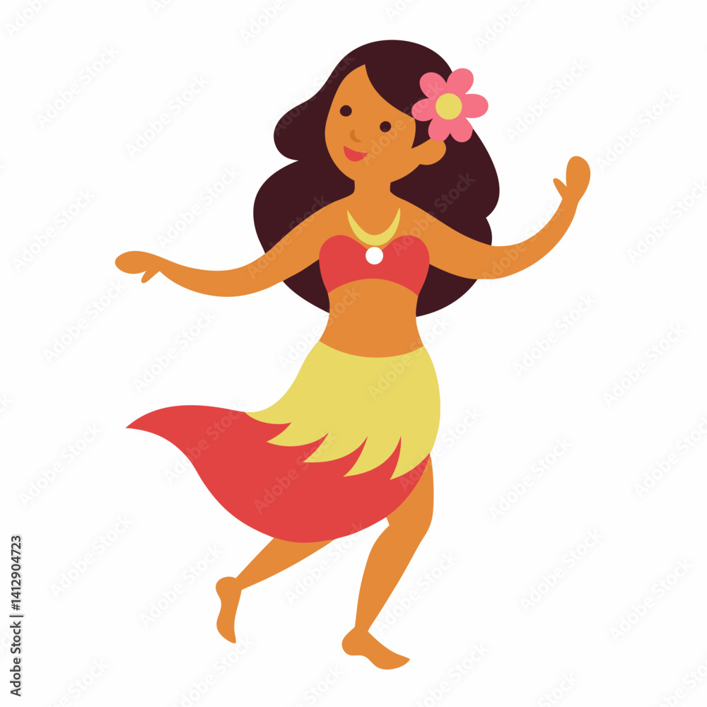 Fototapeta premium a tahitian girl in a pareo and flower lei dancing