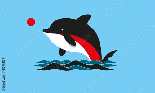 Dolphin Fish Colorful Vector Illustrations, blue fish