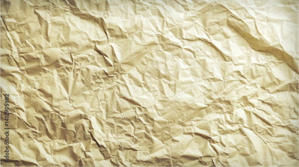 Textured crumpled paper background with warm tones and folds