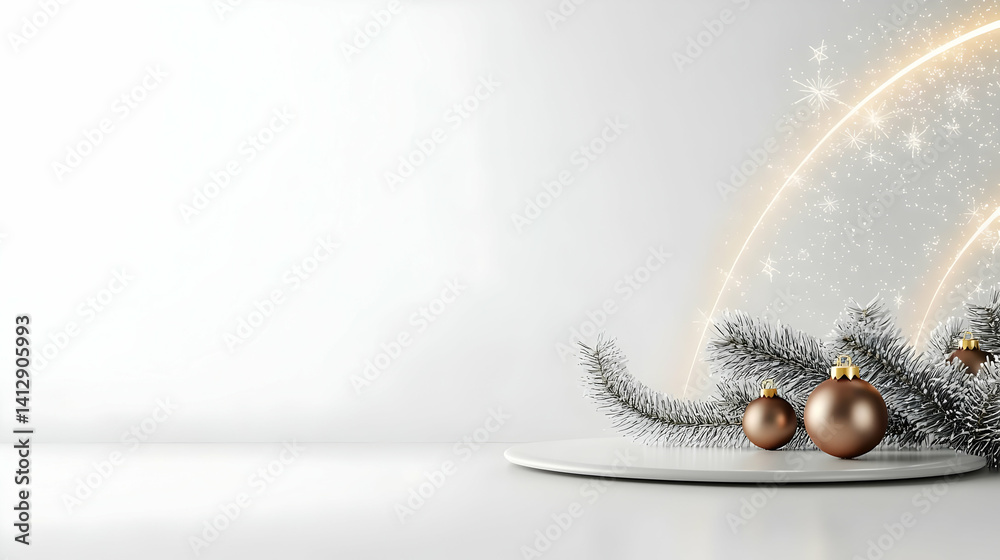 Elegant Christmas Display With Decorations On Podium