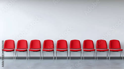 Obraz na płótnie Row Of Red Chairs In Modern Waiting Area w salonie