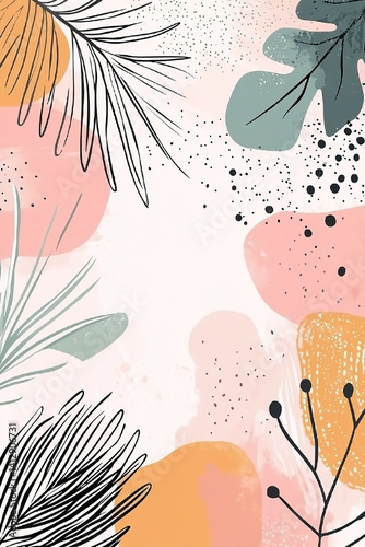 A colorful abstract painting with a lot of different shapes and textures. Background Print for Textile, Packaging, Banner, Decor, Wrap, Fashion, Accessories, Web, Social.