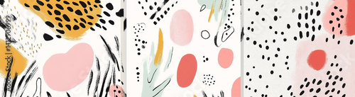 Organic Colorful Shapes on a Light Background with a Playful Theme. Background Print for Textile, Packaging, Banner, Decor, Wrap, Fashion, Accessories, Web, Social.