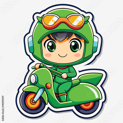 Cute cartoon character riding a scooter (2)