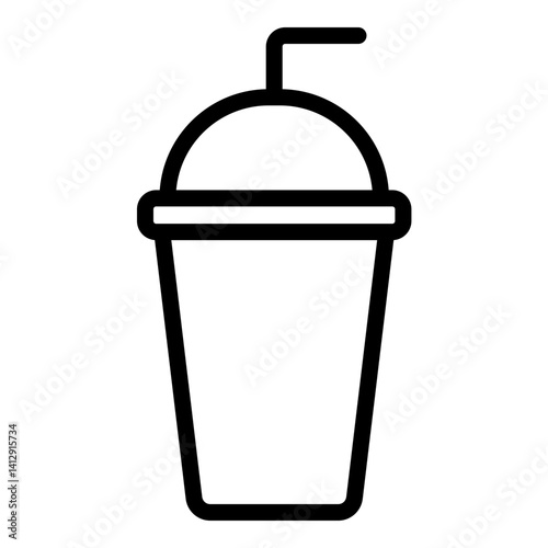 disposable plastic drink cup with straw vector illustration.