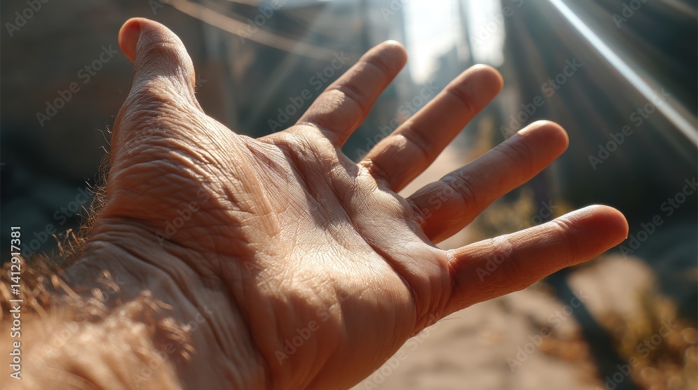 Fototapeta premium Close up of a human hand skin texture and detail