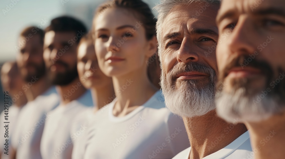 Fototapeta premium Diverse Group Smiling During Outdoor Fitness Activity in Urban Setting