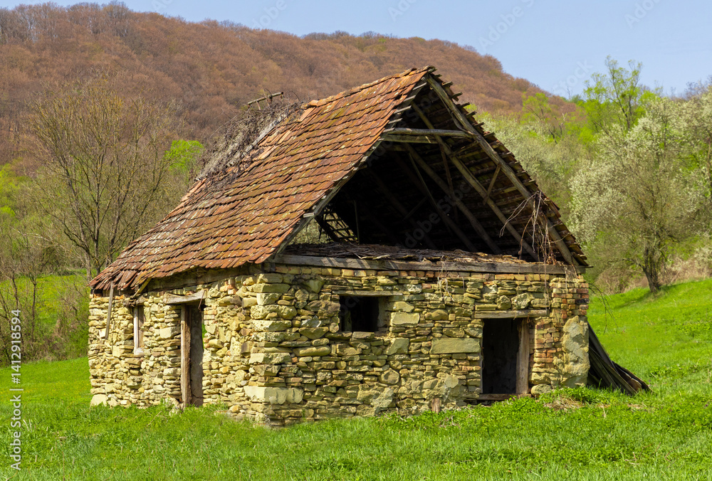 An old abandoned stone house