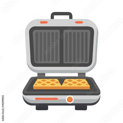 Barbecue grill with food cooking inside in cartoon vector style