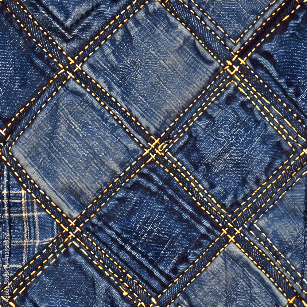 Naklejka premium Denim Jeans Fabric Patches Background