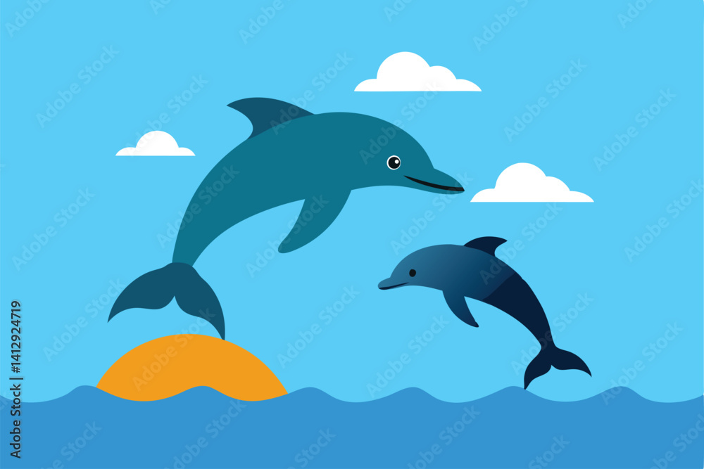 Obraz premium two dolphins jumping