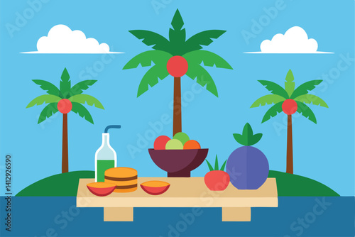 tropical island with palm trees