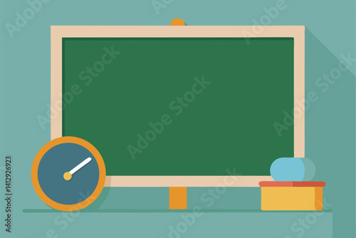 chalkboard with school supplies