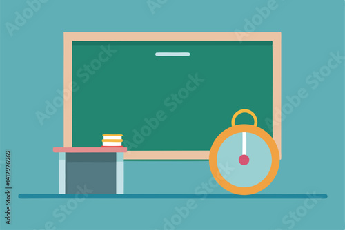 vector illustration of a school desk with books