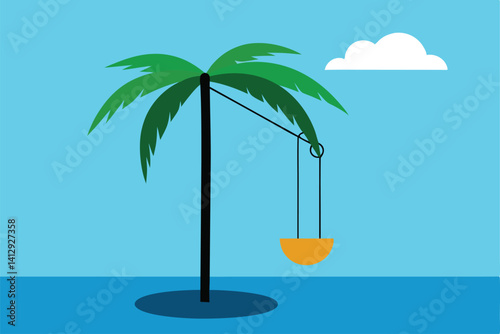 tropical island with palm tree