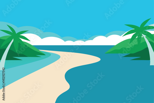 tropical beach with palm trees
