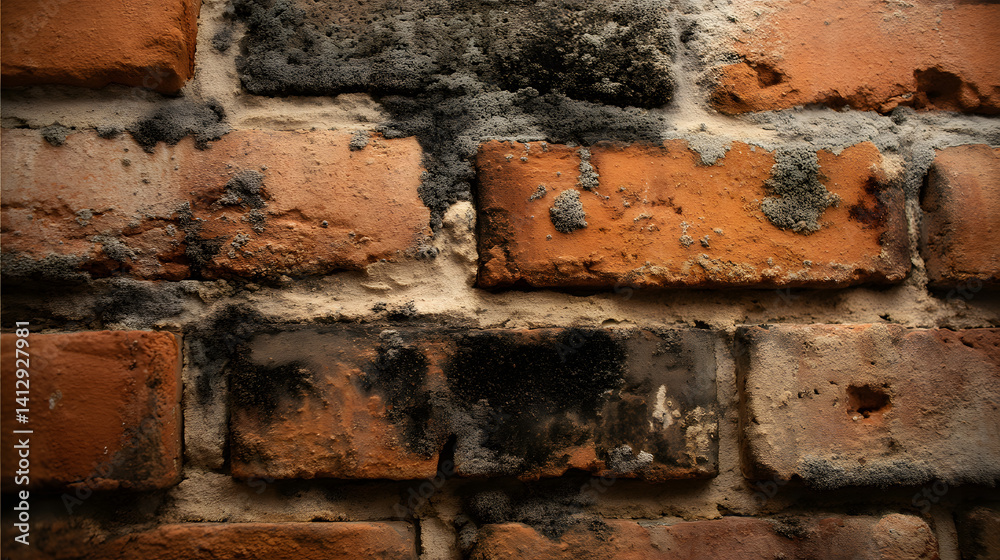 Close-up of aged brick wall revealing a blend of red and black tones, showcasing weathered textures and organic growth. Close-up of aged brick wall revealing a blend of red and black tones, showcasing weathered textures and organic growth.